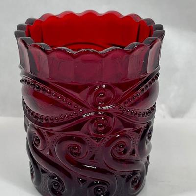Vintage Glass Ruby Red Eye Winker Toothpick Holder 2 3/8"