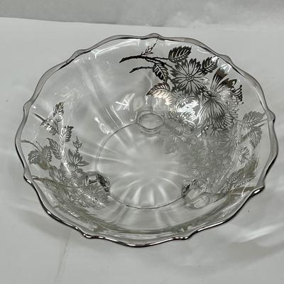 Heisey 3 Toed Dolphin Floral Bowl w/ silver overlay
