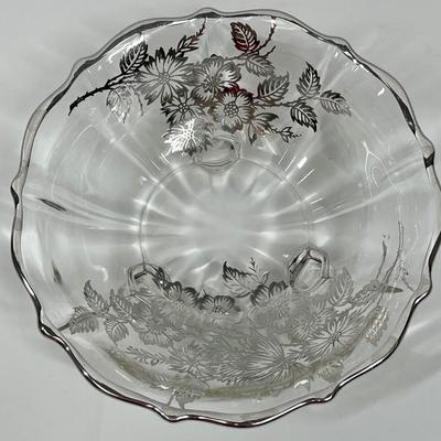 Heisey 3 Toed Dolphin Floral Bowl w/ silver overlay