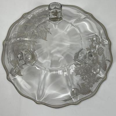 Heisey 3 Toed Dolphin Floral Bowl w/ silver overlay