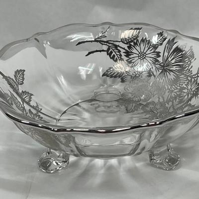 Heisey 3 Toed Dolphin Floral Bowl w/ silver overlay
