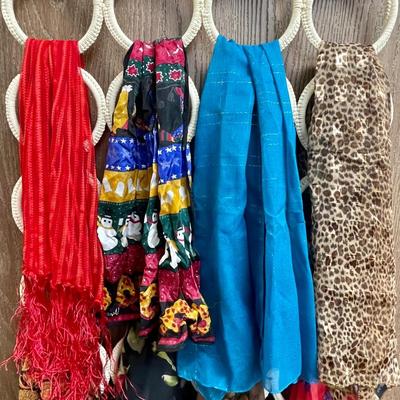 12 piece Lot of Long Rectangle Scarves - multiple materials and multicolored