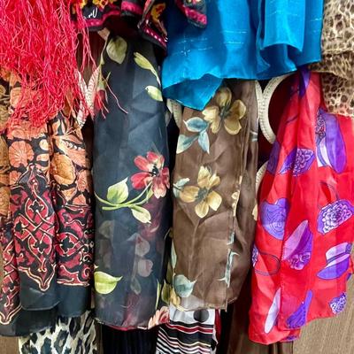 12 piece Lot of Long Rectangle Scarves - multiple materials and multicolored
