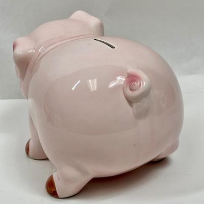 Large Vintage Ceramic Pink Pig Piggy Coin Bank with stopper