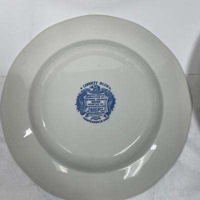 Lot of 6 Vintage Staffordshire Ironstone Liberty Blue Independence Hall Dinner Plate 9.75"