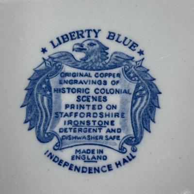 Lot of 6 Vintage Staffordshire Ironstone Liberty Blue Independence Hall Dinner Plate 9.75"
