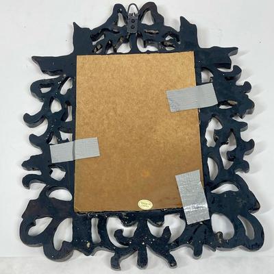 Wall Hanging Mirror Faux Wood with Bird Design Frame