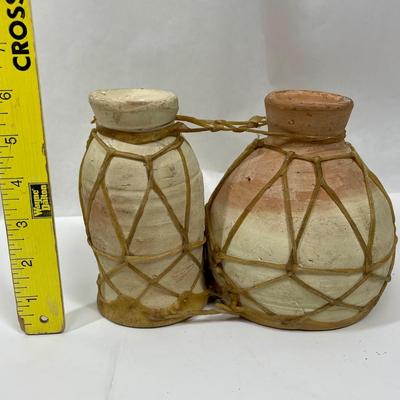 Vintage Terracotta Double Bongo Drums Rustic Primitive Southwestern