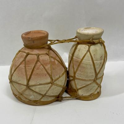 Vintage Terracotta Double Bongo Drums Rustic Primitive Southwestern