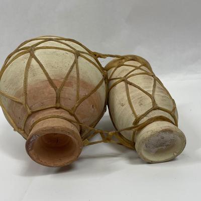 Vintage Terracotta Double Bongo Drums Rustic Primitive Southwestern