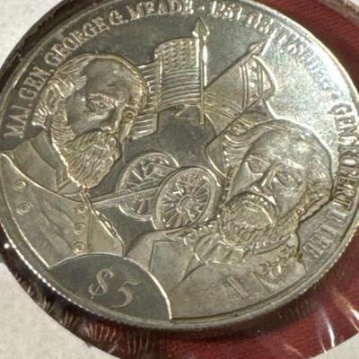 2000 LIBERIA GETTYSBURG GENERALS LEE & MEADE Proof 5 Dollar LIBERIAN