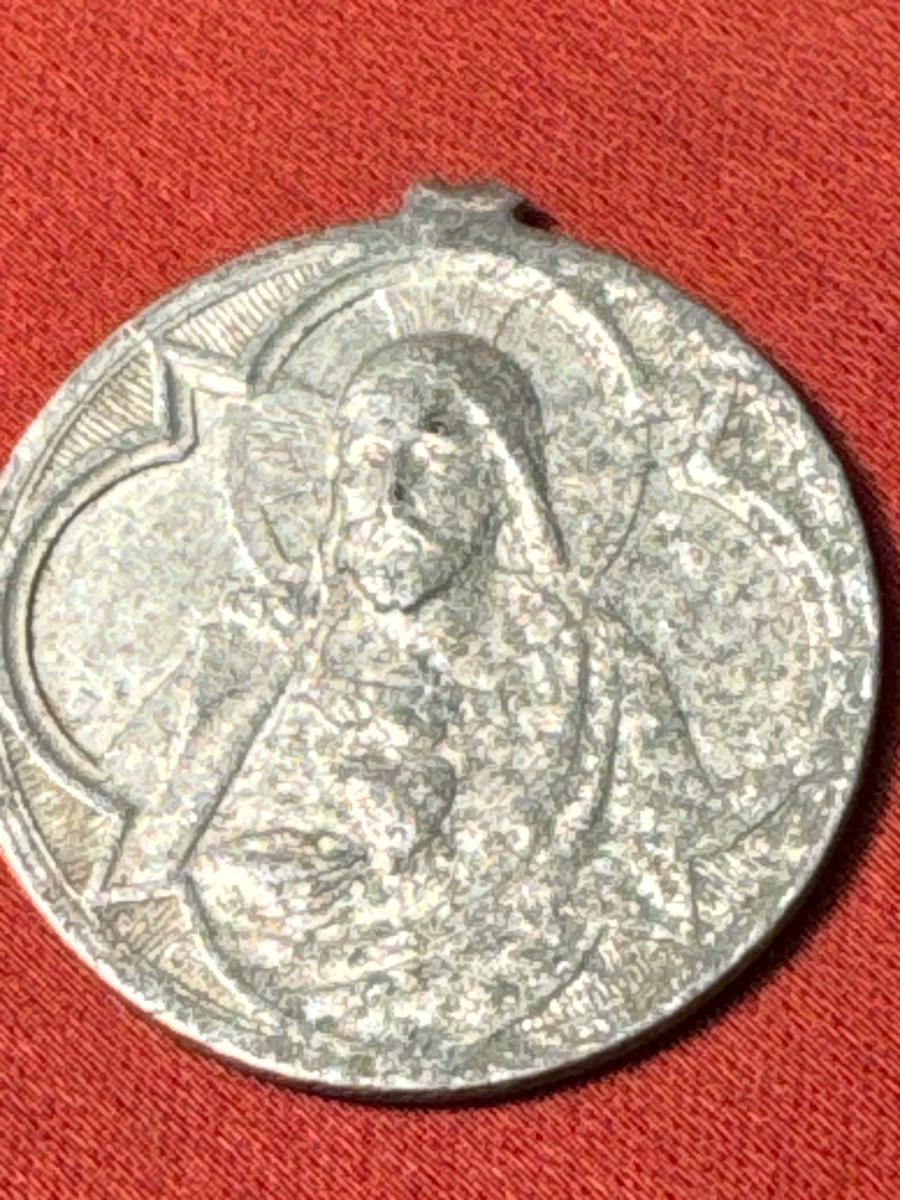 Vintage Catholic JESUS Virgin Mary Small Silver Tone Religious Medal ...