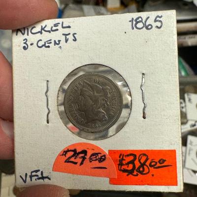 1865 III CENT NICKEL