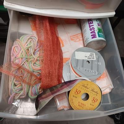 MULTI DRAWER ORGANIZER WITH RIBBON AND FLOWER ARRANGING SUPPLIES