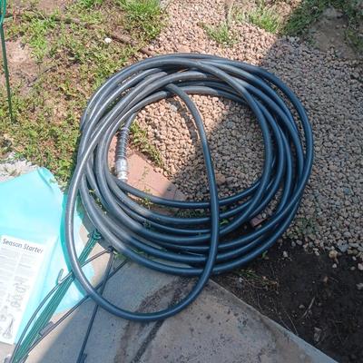 GARDEN HOSE, TOMATO CAGES AND STARTERS