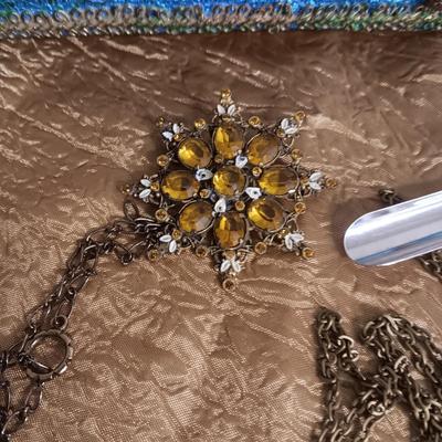 PEACOCK FEATHER JEWELRY BOX, BROKEN JEWELRY