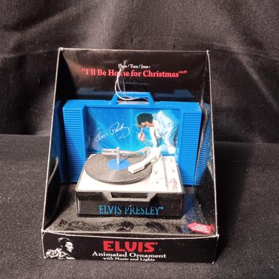 ELVIS PRESLEY MUSICAL "I'LL BE HOME FOR CHRISTMAS" ORNAMENT