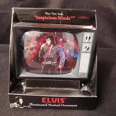 ELVIS PRESLEY ILLUMINATED MUSICAL "SUSPICIOUS MINDS" ORNAMENT
