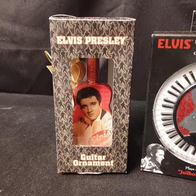 ELVIS ILLUMINATED MUSICAL ORNAMENT AND A 2ND ORNAMENT