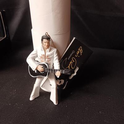 ELVIS ILLUMINATED MUSICAL ORNAMENT PLUS AN ELVIS ORNAMENT