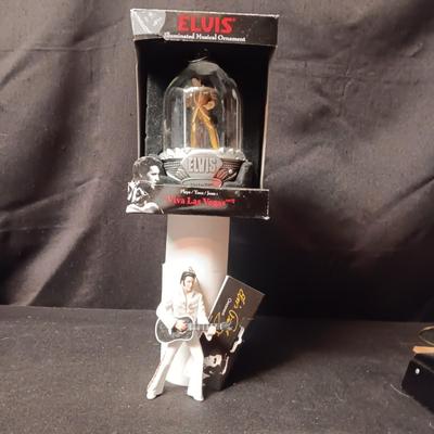 ELVIS ILLUMINATED MUSICAL ORNAMENT PLUS AN ELVIS ORNAMENT