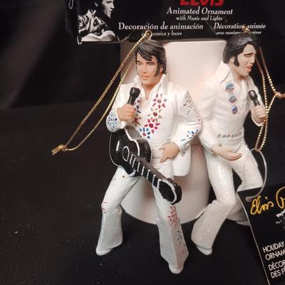 ELVIS ILLUMINATED MUSICAL ORNAMENTS PLUS 2 FIGURE ORNAMENTS
