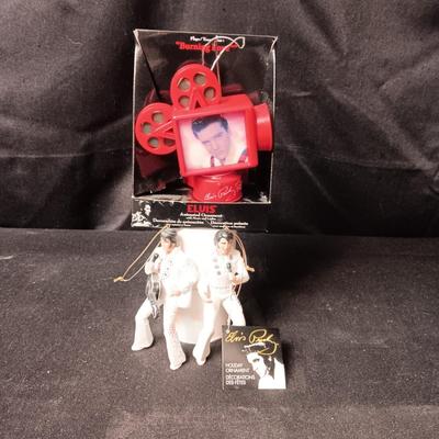 ELVIS ILLUMINATED MUSICAL ORNAMENTS PLUS 2 FIGURE ORNAMENTS