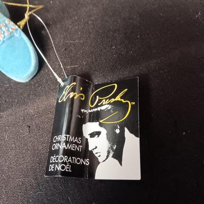 ELVIS BLUE SUEDE SHOES ORNAMENT, WATCH, CARD AND COLLECTORS PLATE