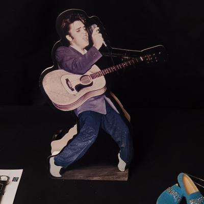 ELVIS BLUE SUEDE SHOES ORNAMENT, WATCH, CARD AND COLLECTORS PLATE