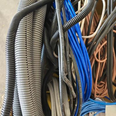 Large Lot of Cable, TV and Phone Line Wiring and Hardware