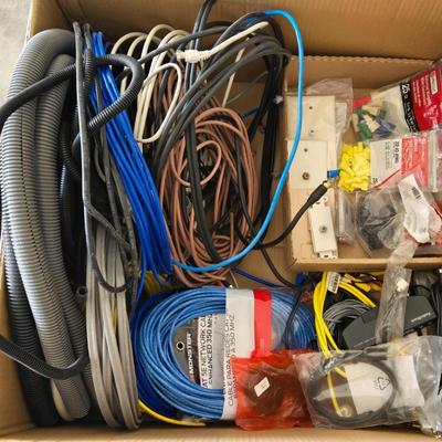 Large Lot of Cable, TV and Phone Line Wiring and Hardware