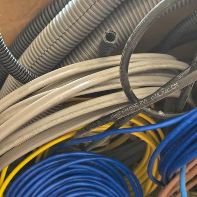 Large Lot of Cable, TV and Phone Line Wiring and Hardware