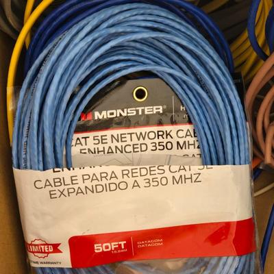 Large Lot of Cable, TV and Phone Line Wiring and Hardware