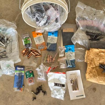 Bucket of Loose Nails, Screws, Washer