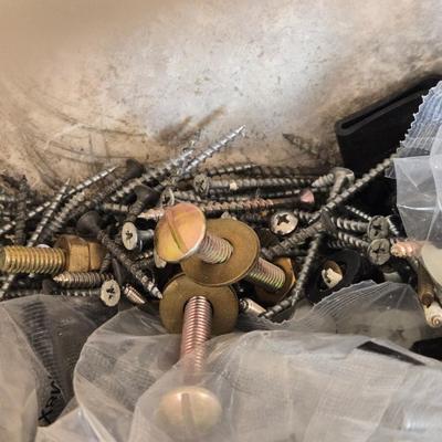 Bucket of Loose Nails, Screws, Washer