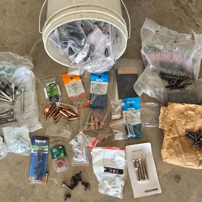 Bucket of Loose Nails, Screws, Washer