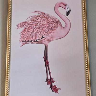 Gold Gilt Framed Pink Flamingo