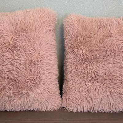 Pink Fluffy Faux Fur Pillows
