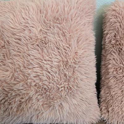 Pink Fluffy Faux Fur Pillows