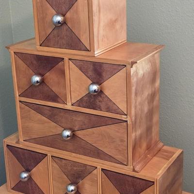 Stackable 3 Tier Wood Multi Drawer Chest