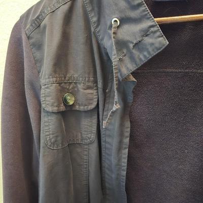Black Hoodie and Black Jacket with Mixed Fabrics