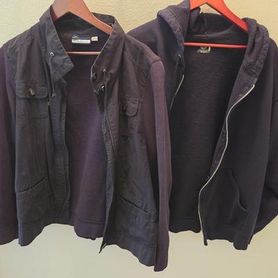 Black Hoodie and Black Jacket with Mixed Fabrics
