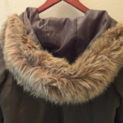 Army Green Faux Fur Lined Hooded Coat