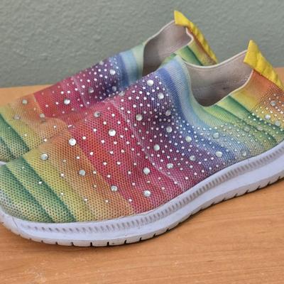 Rainbow Studded Slip Ons