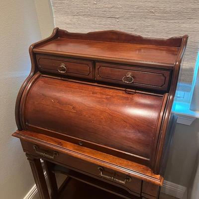 NATIONAL MT AIRY ~ Solid Wood Roll Top Secretary Desk
