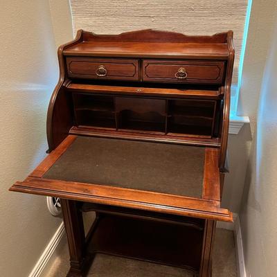 NATIONAL MT AIRY ~ Solid Wood Roll Top Secretary Desk
