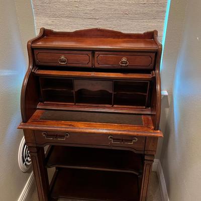 NATIONAL MT AIRY ~ Solid Wood Roll Top Secretary Desk