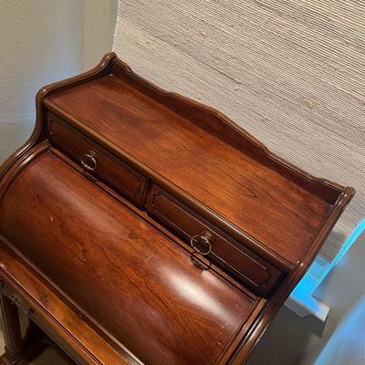 NATIONAL MT AIRY ~ Solid Wood Roll Top Secretary Desk