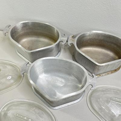 GUARDIAN SERVICE ~ Vtg 1930-40s Lidded Cast Aluminum Cookware ~ Three (3) Piece Set