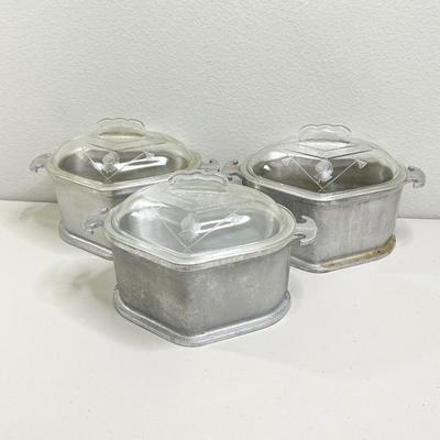 GUARDIAN SERVICE ~ Vtg 1930-40s Lidded Cast Aluminum Cookware ~ Three (3) Piece Set